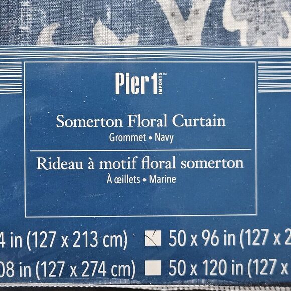 2 - Pier 1 Imports Somerton Blue Floral Paisley Curtain Panels 50" x 96" Grommet - Picture 8 of 8